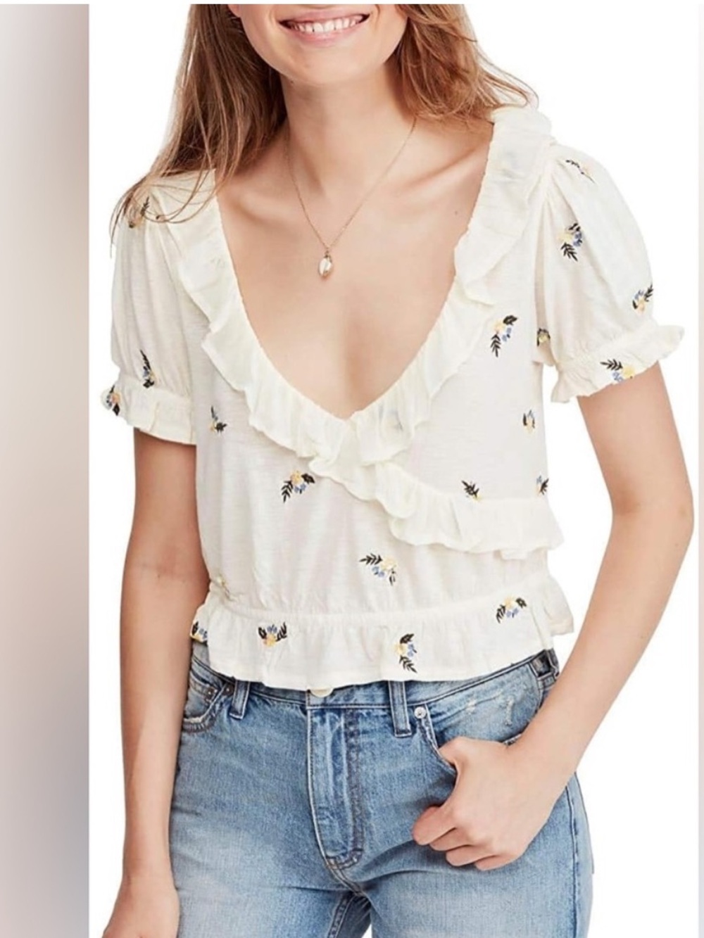 Free People Full Bloom Floral Crop Top